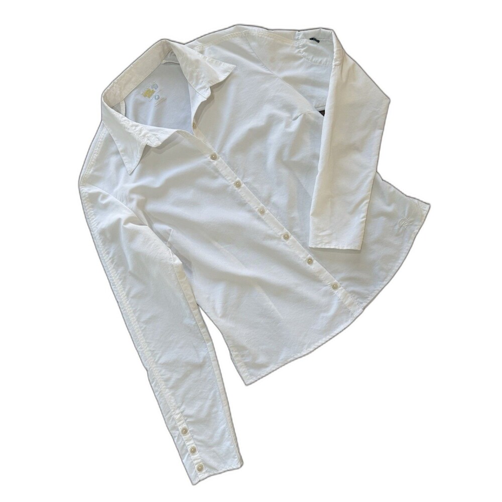 Mountain Hardwear Women’s White Long Sleeve Button Up Shirt Outdoor Travel Sz 10